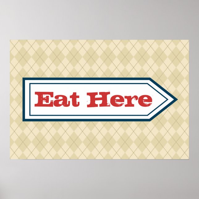 Retro Eat Here Sign Poster (Front)