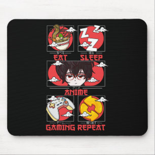 Retro Eat Sleep Anime Gaming Repeat Kawaii Anime M Mouse Mat