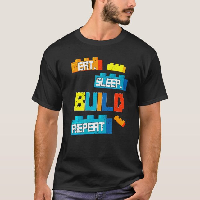 Retro Eat Sleep Build Repeat Master Builders Build T-Shirt (Front)