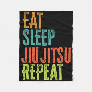 Retro Eat Sleep Jiu Jitsu Repeat Martial Art Submi Fleece Blanket