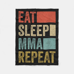 Retro Eat Sleep MMA Repeat MMA Apparel Funny MMA Fleece Blanket