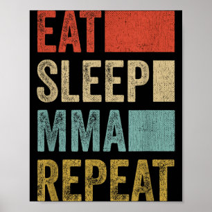 Retro Eat Sleep MMA Repeat MMA Apparel Funny MMA Poster