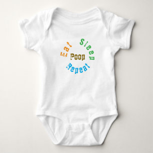 Retro Eat Sleep Poop Repeat   funny Quote Toddlers Baby Bodysuit