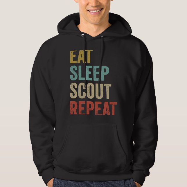 Retro Eat Sleep Scout Boy Scouting Leader Hoodie (Front)
