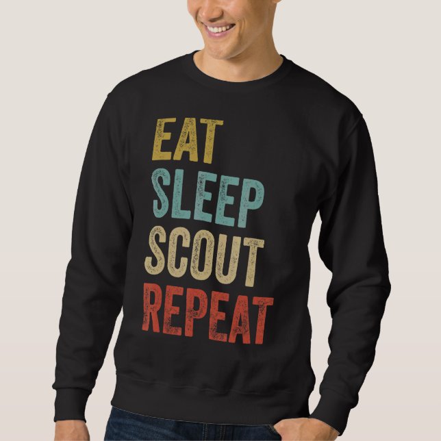 Retro Eat Sleep Scout Boy Scouting Leader Sweatshirt (Front)