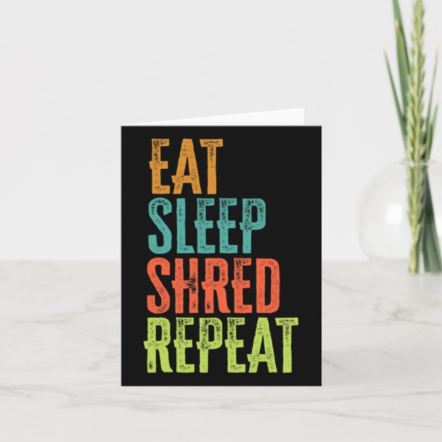 Retro Eat Sleep Shred Repeat Snowboarding Surfing  Card (Front)