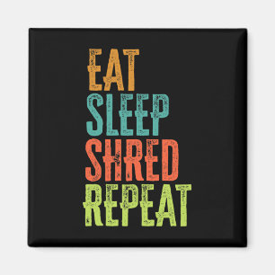 Retro Eat Sleep Shred Repeat Snowboarding Surfing Magnet