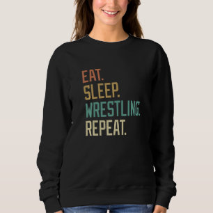 Retro Eat Sleep Wrestling Repeat Vintage Sweatshirt