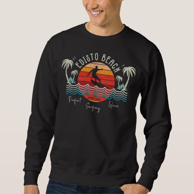 Retro Edisto Beach Surfing  Sweatshirt (Front)