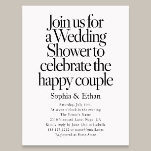Retro Editorial Bold Couple Wedding Shower Invitation Postcard