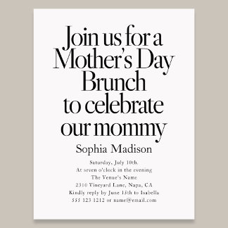 Retro Editorial Bold Mothers Day Brunch Invitation Postcard