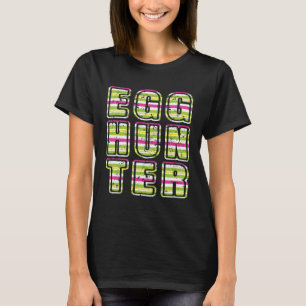 Retro Egg Hun Green Pink Stripes Egg Hunter Print T-Shirt