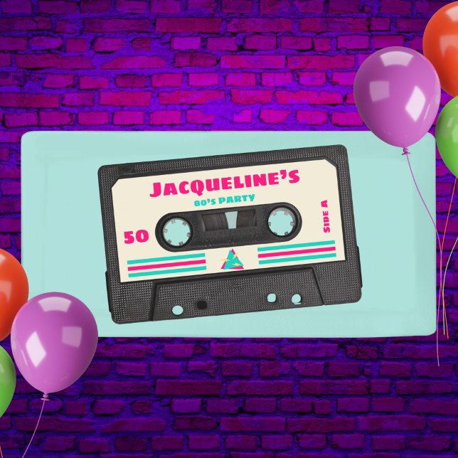 Retro Eighties Music Mix Tape 50th Birthday Party  Banner (Creator Uploaded)
