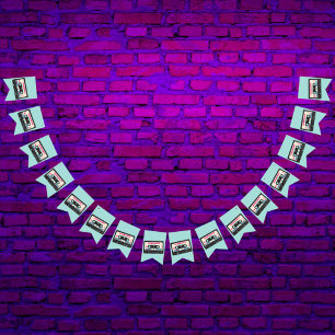 Retro Eighties Music Mix Tape 50th Birthday Party Bunting