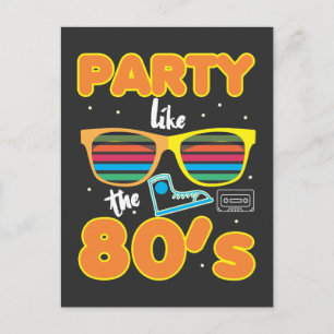 Retro Eighties Party like the 80s Postcard