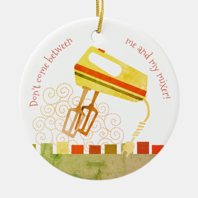 Retro electric beaters baking Christmas ornament (Front)
