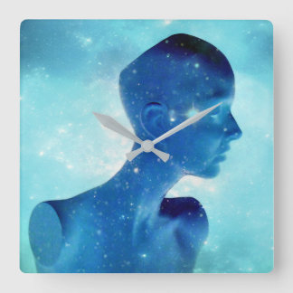 Retro Electric Blue Square Wall Clock