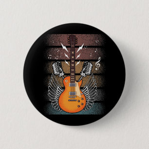 Retro Electric Guitar Singer Band Rock Music 6 Cm Round Badge