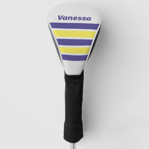 Retro Electric Lemon Grape Across Stripe with Name Golf Head Cover