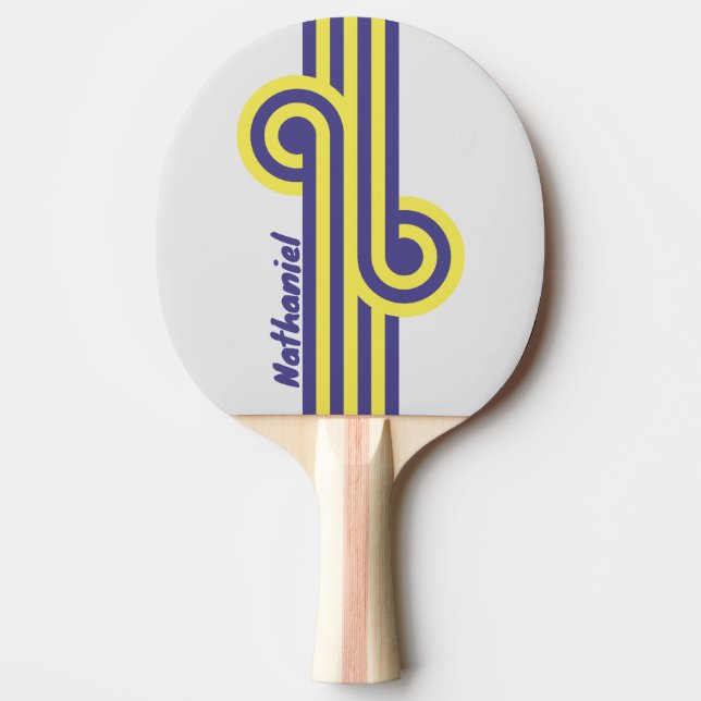 Retro Electric Lemon Grape Loop with Name Ping Pong Paddle (Front)