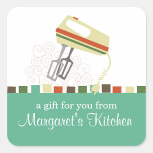 Retro electric mixer baking cooking gift tag label