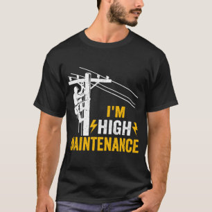 Retro Electrician Lineman Journeyman I'm High Main T-Shirt