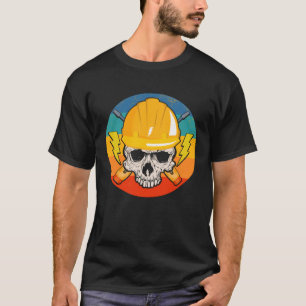 Retro Electrician Skull Electrical Engineer Vintag T-Shirt