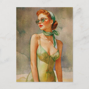 Retro Elegance: Beach Chic  Postcard