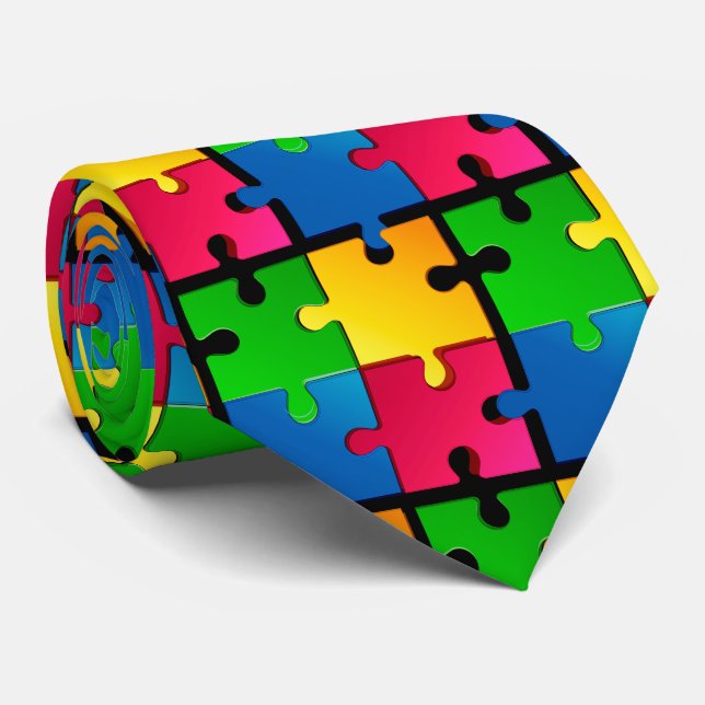 Retro Elegance: Introducing Our Colourful Jigsaws Tie (Rolled)