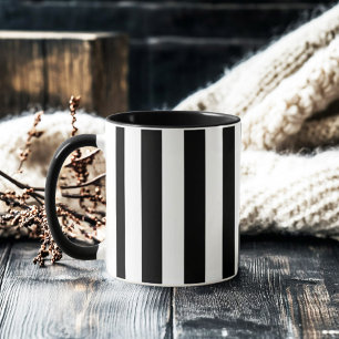 Retro Elegant Black and White Stripe Mug