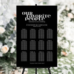 Retro elegant black wedding seating chart