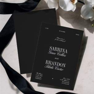 Retro Elegant Black & White Wedding Invitation