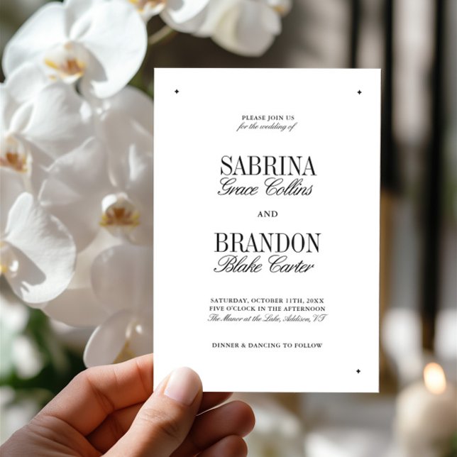 Retro Elegant Black & White Wedding  Invitation (Retro Elegant Black & White Wedding Invitation)