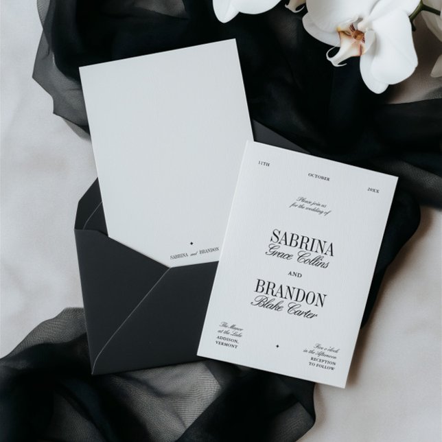 Retro Elegant Black & White Wedding Invitation (Retro Elegant Black & White Wedding Invitation)