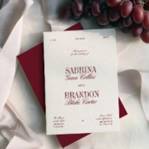 Retro Elegant Burgundy & Ivory Beige Wedding