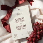 Retro Elegant Burgundy & Ivory Beige Wedding Invitation<br><div class="desc">Make a bold and timeless statement with this elegant maroon wedding invitation. Designed with a deep wine-red background and refined serif paired with graceful script typography, this template is perfect for formal weddings, evening receptions, or vineyard celebrations. The rich burgundy and ivory colour palette creates a sophisticated atmosphere, while the...</div>