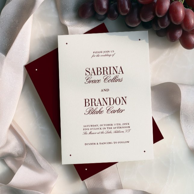 Retro Elegant Burgundy & Ivory Formal Wedding Invitation (Retro Elegant Burgundy & Ivory Formal Wedding Invitation)
