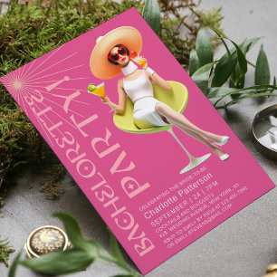 Retro Elegant Cocktails Bachelorette Party Invitation