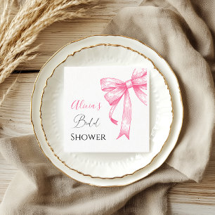 Retro Elegant Coquette Pink Bow Bridal Shower Napkin