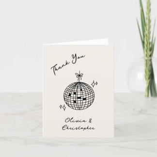 Retro Elegant Disco Ball Coquette Thank You Card