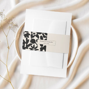 Retro Elegant Floral Wedding Invitation Belly Band