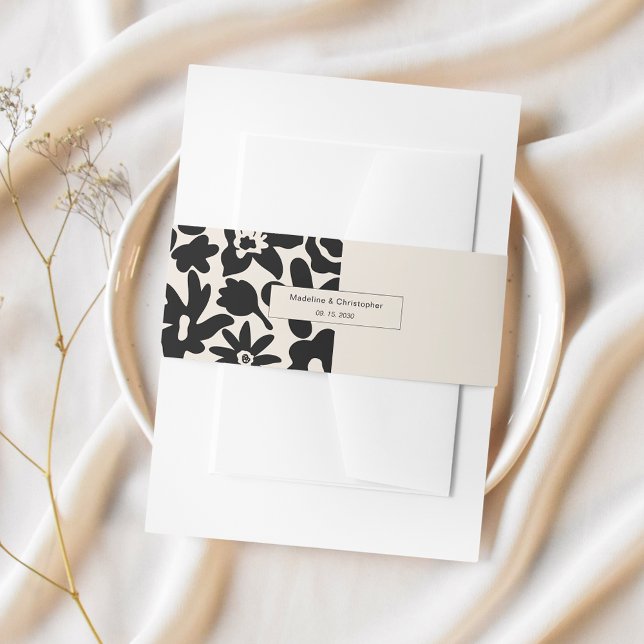 Retro Elegant Floral Wedding Invitation Belly Band (Creator Uploaded)