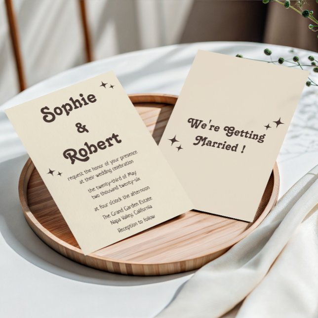 Retro Elegant Minimalist Typography Wedding Invitation (Creator Uploaded)