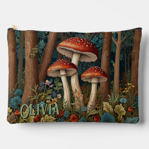 Retro elegant mushroom forest accessory pouch