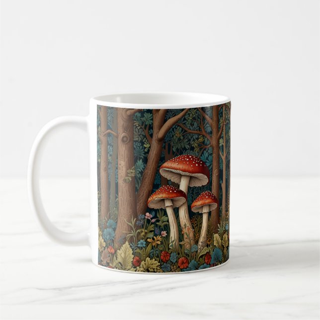Retro elegant mushroom forest coffee mug (Left)