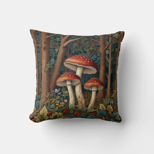Retro elegant mushroom forest cushion (Front)