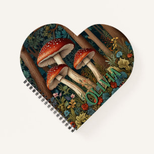 Retro elegant mushroom forest notebook