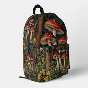 Retro elegant mushroom forest printed backpack