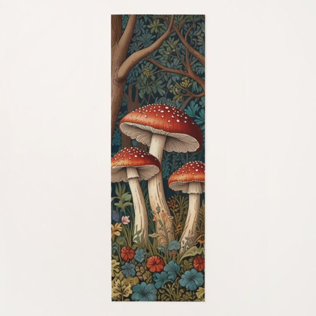 Retro elegant mushroom forest yoga mat (Front)