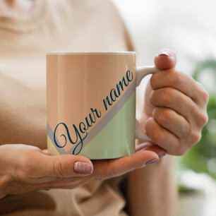 retro elegant pastel Colorblock script Custom name Coffee Mug